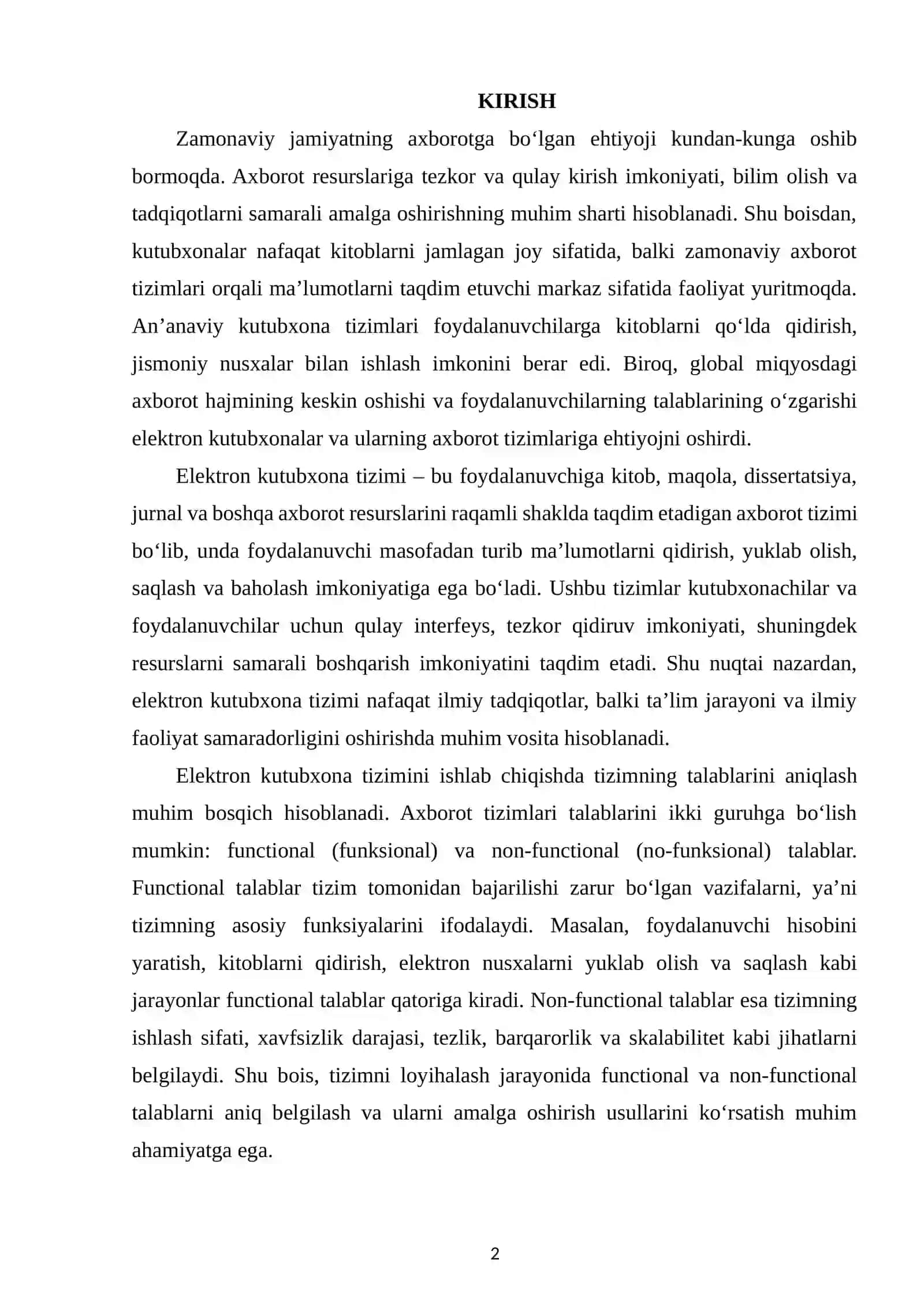 Elektiron kutubxona tizimi uchun functional va non-functional talablarni ishlab chiqarish 2