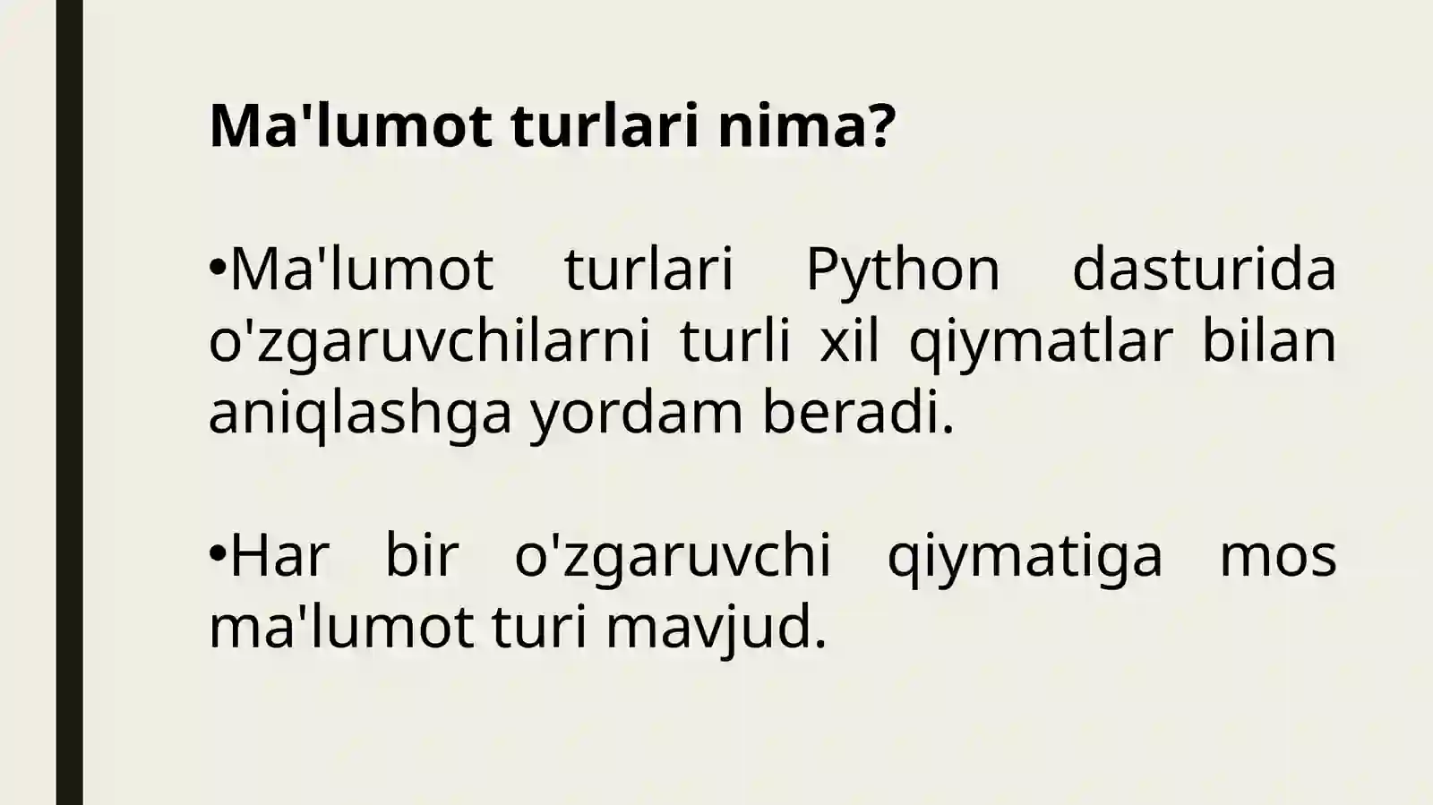Python Ma'lumot Turlari 2
