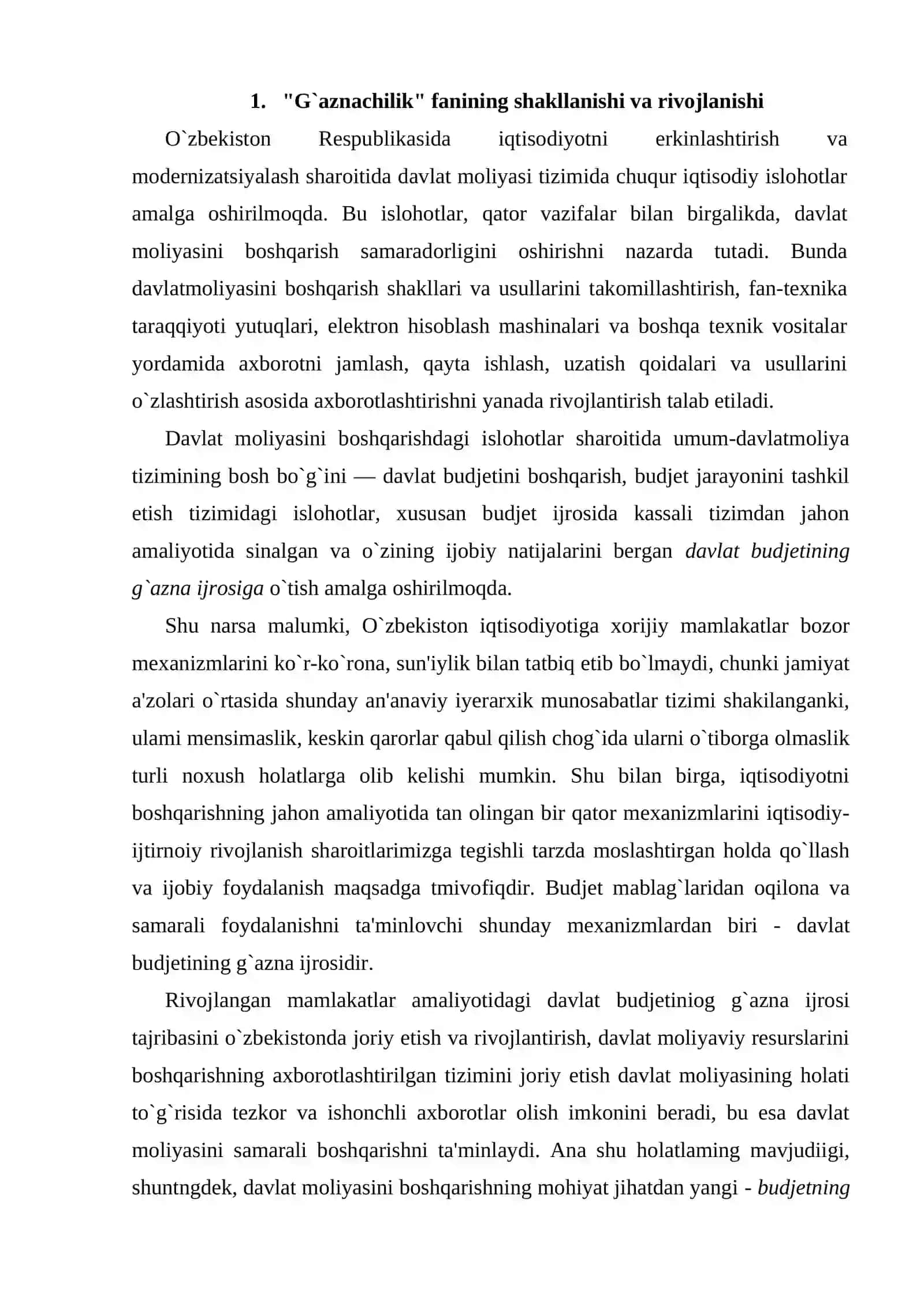 G`aznachilik fanining mazmuni, predmeti va vazifalari 2