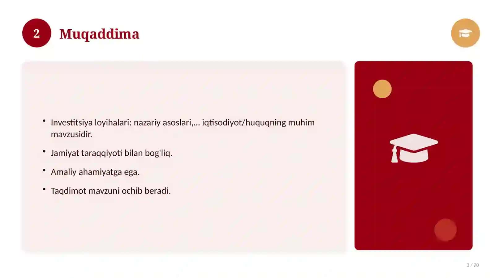 Investitsiya loyihalari: nazariy asoslari, an'anaviy yondashuvda (Kurs ishi) 2