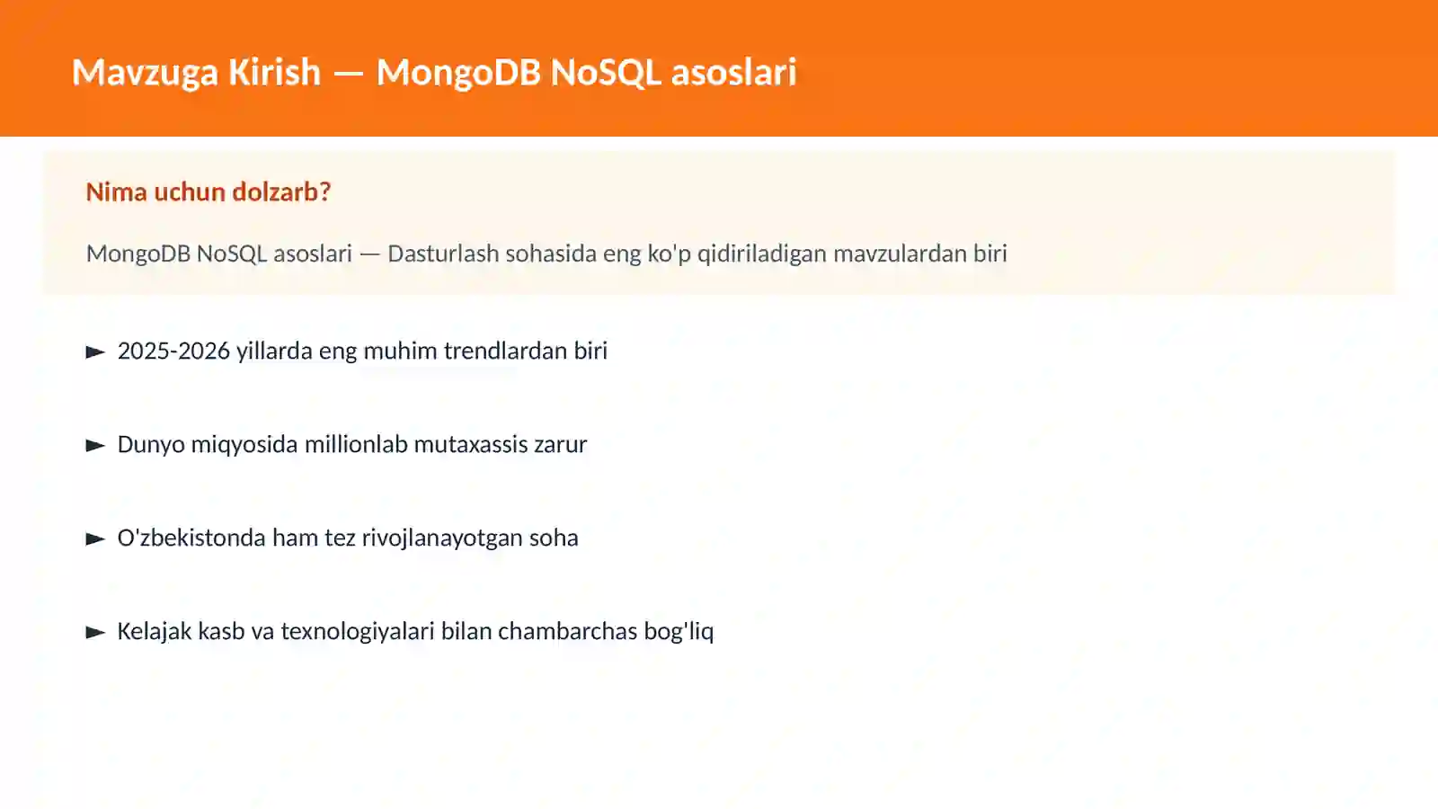 MongoDB NoSQL asoslari 2