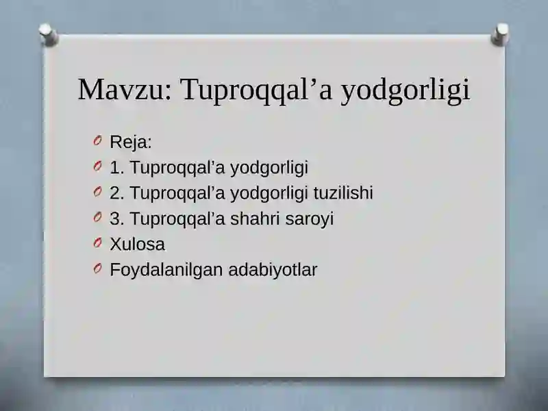 Tuproqqal’a yodgorligi 2