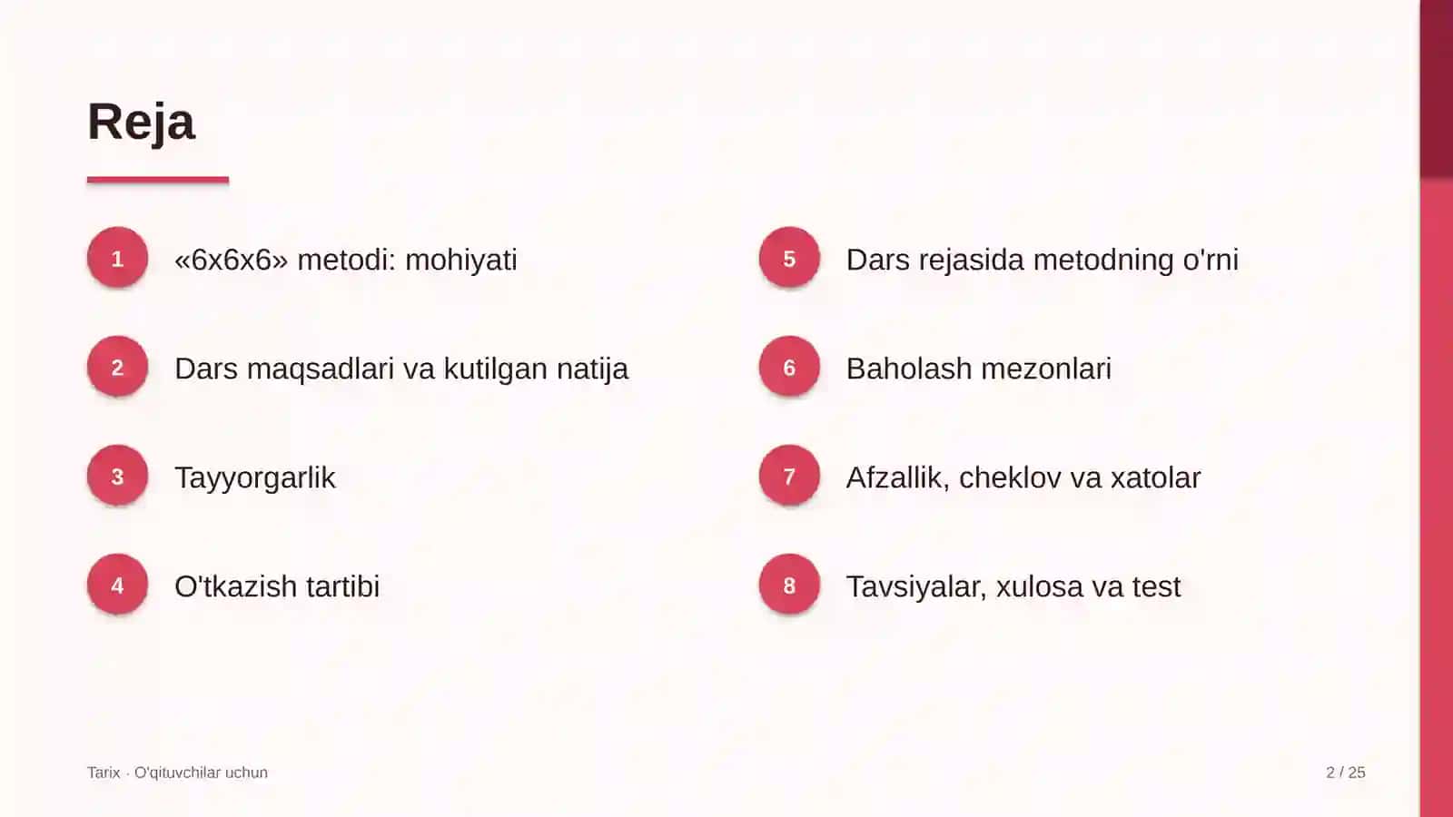 tarix darslarida 6x6x6 metodidan foydalanish 1406 2