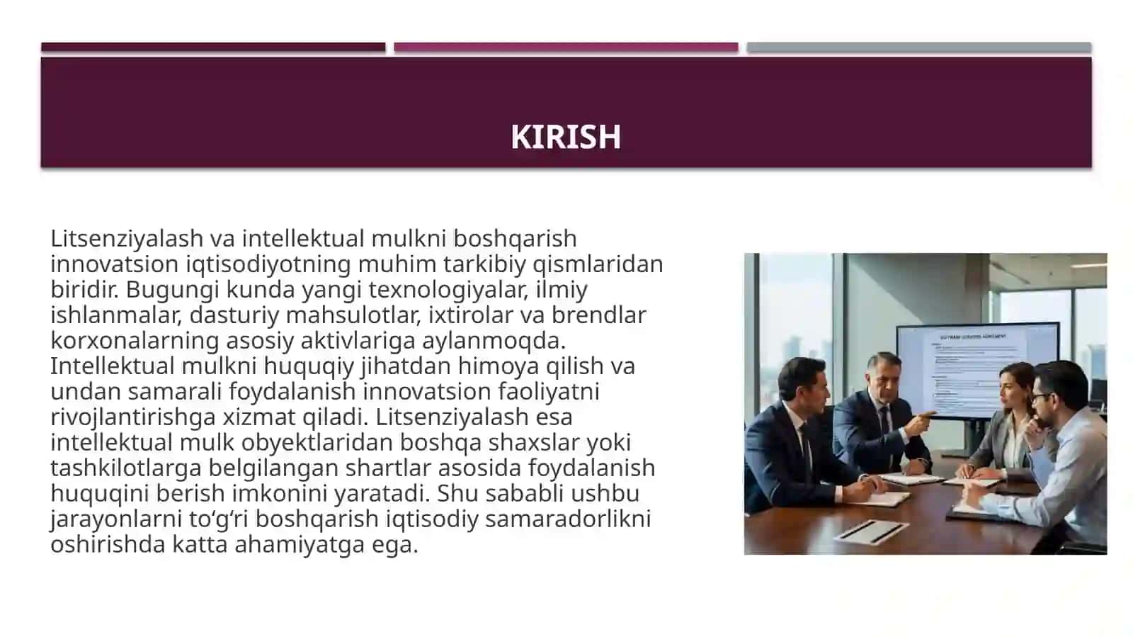 Litsenziyalash. Intellektual mulkni boshqarish 2