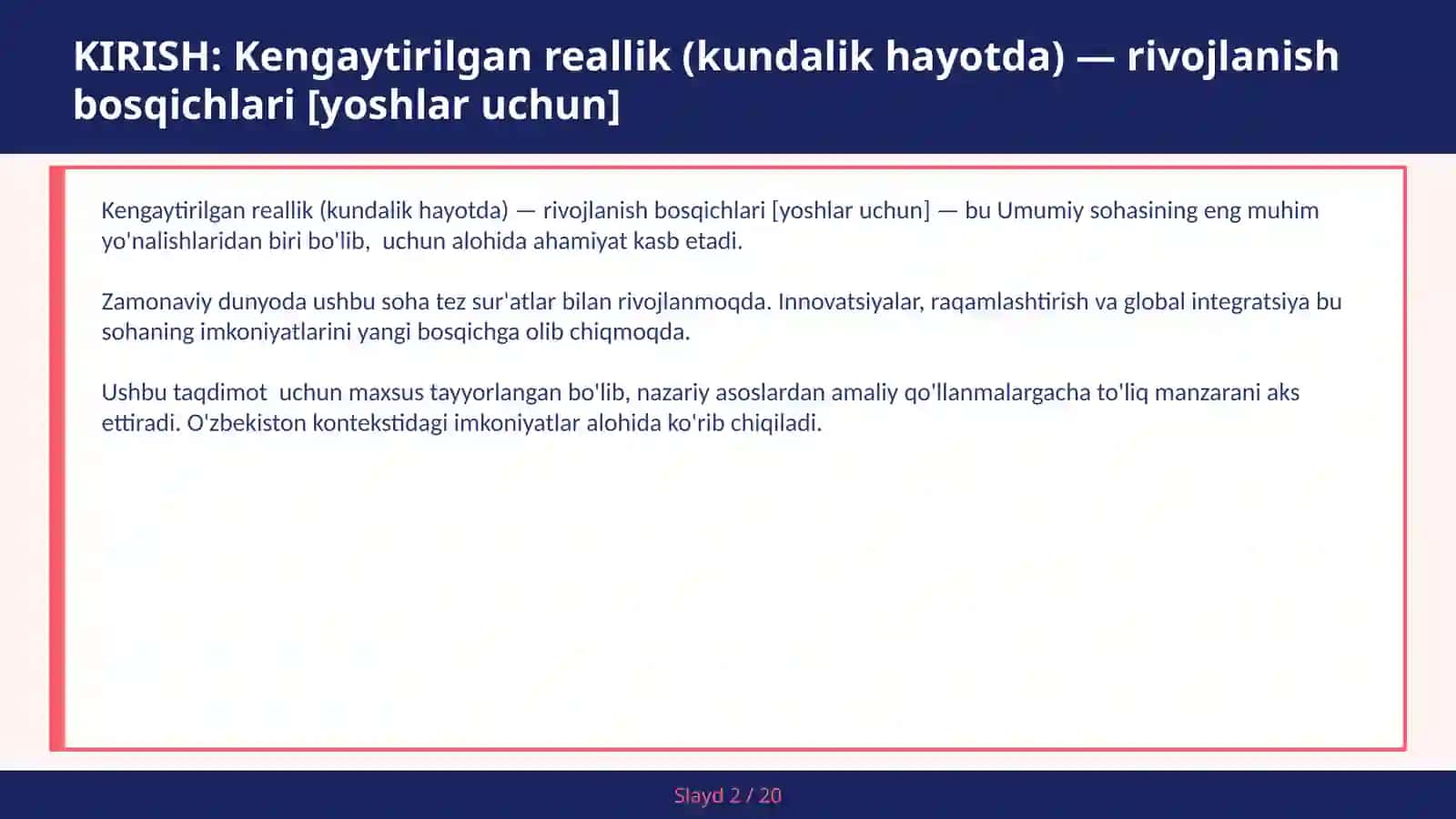 Kengaytirilgan reallik (kundalik hayotda) — rivojlanish bosqichlari [yoshlar uchun] 2