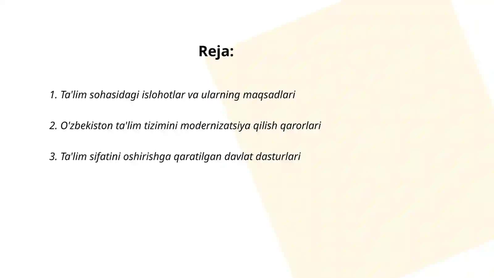 O'zbekistinda ta'lim sohasining taraqqiyotini belgilovchi qarorlar va ularning mohiyati 2