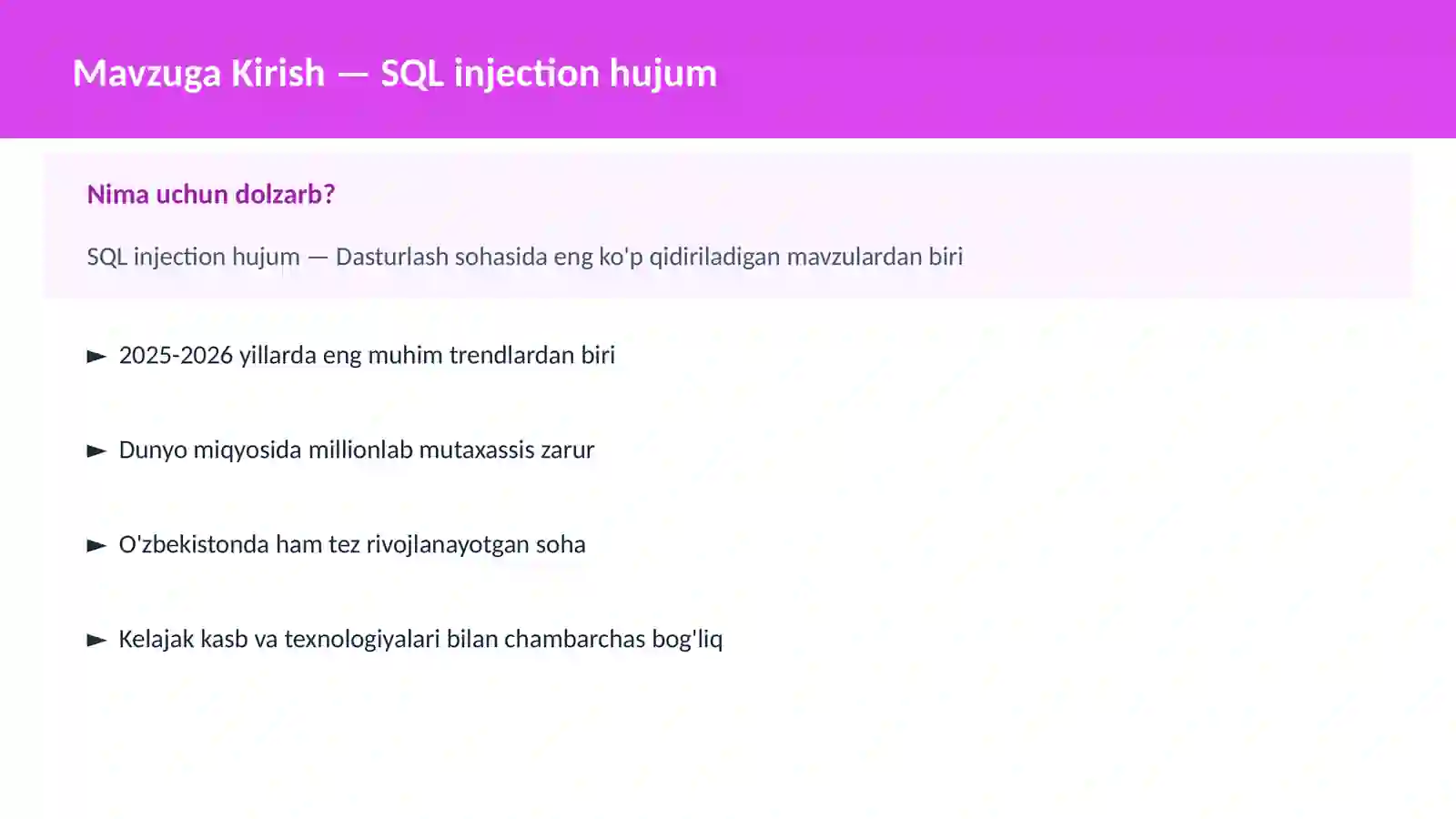 SQL injection hujum 2