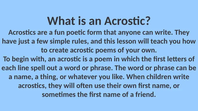 Acrostic Poems 2