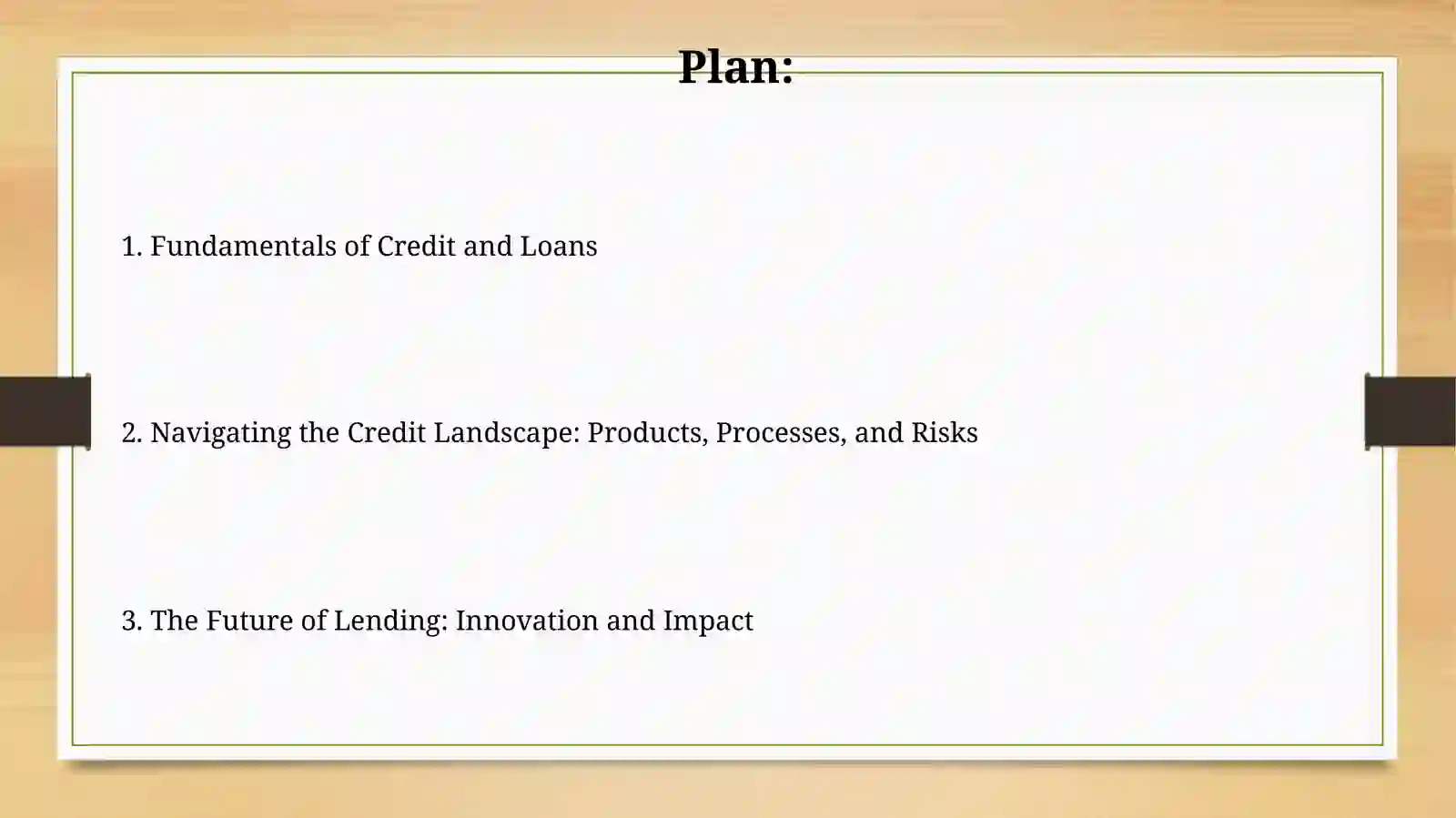 Credit and Loan Systems 2