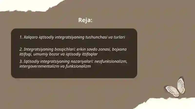 Xalqaro iqtisodiy integratsiya jarayonlari 2