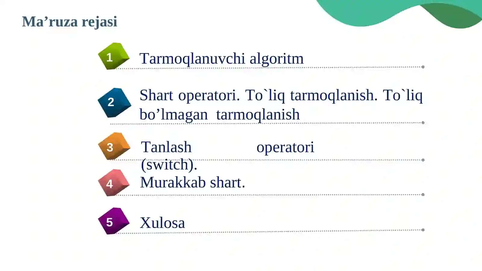 Mа’ruza rejasi 2