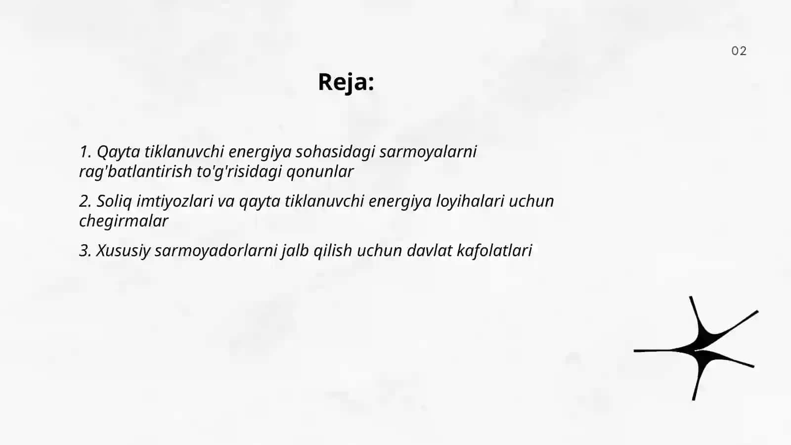 Qayta tiklanuvchi energiyaga xususiy sarmoyalarni jalb qilishning huquqiy mexanizmlari 2