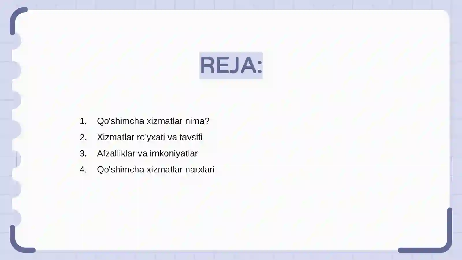 Qo'shimcha xizmatlar 2