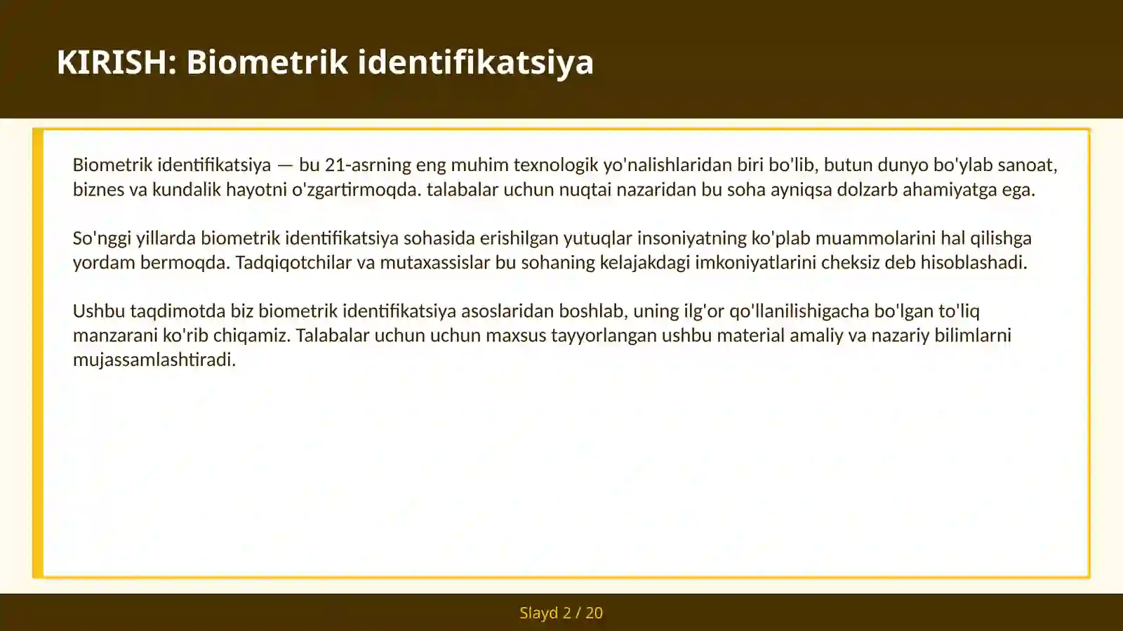 Biometrik identifikatsiya 2