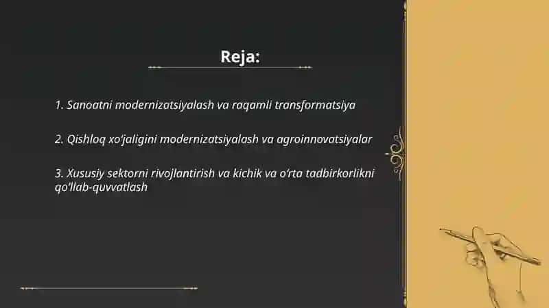 O'zbekistonda iqtisodiyotni rivojlantirish va modernizatsiyalash yo'llari 2
