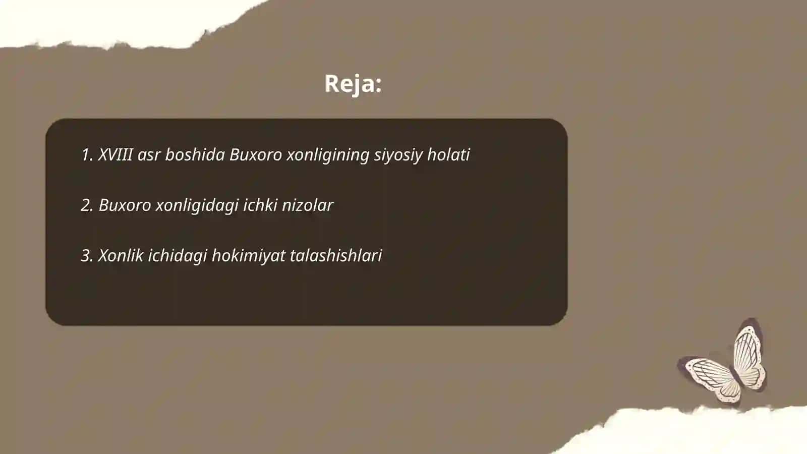 XVIII asr birinchi yarmida Buxoro xonligining siyosiy inqirozi va uning asosiy xususiyatlari 2