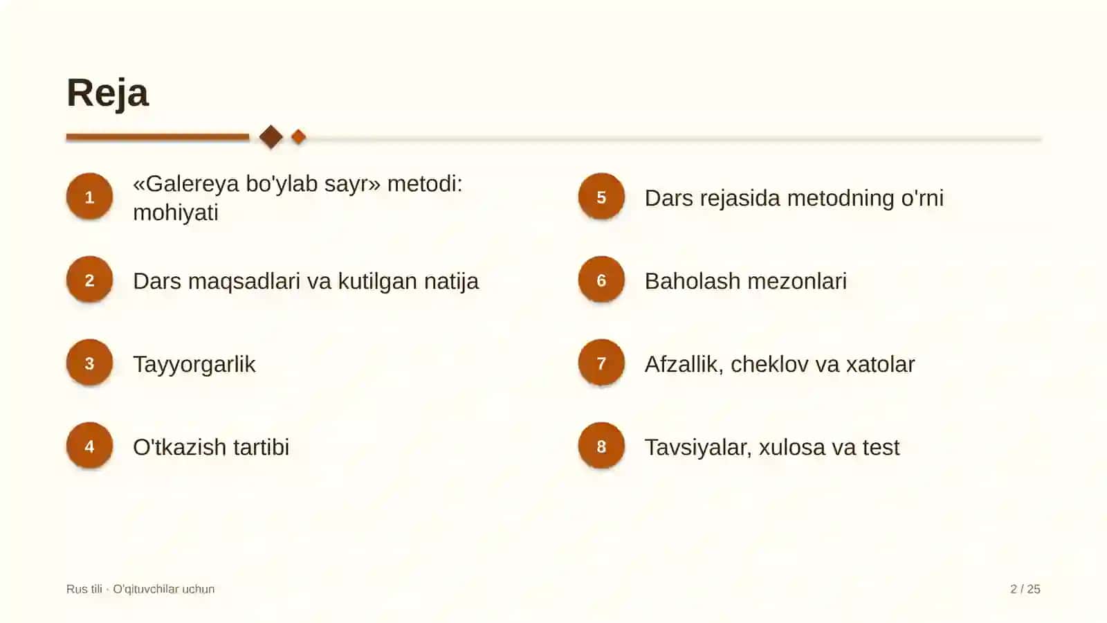rus tili darslarida galereya bo'ylab sayr metodidan foydalanish 2583 2