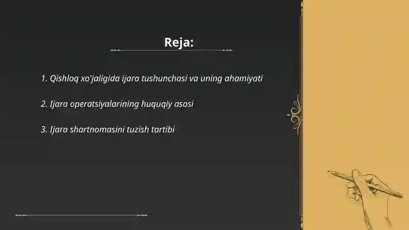 Qishloq xo'jaligida ijara operatsiyalarini tashkil etish 2