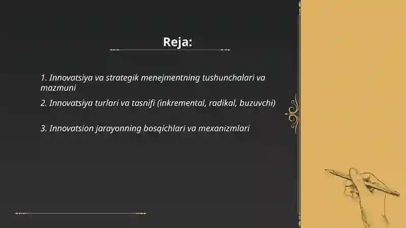Innovatsiya va strategik menejmentning tushunchalari va mazmuni 2