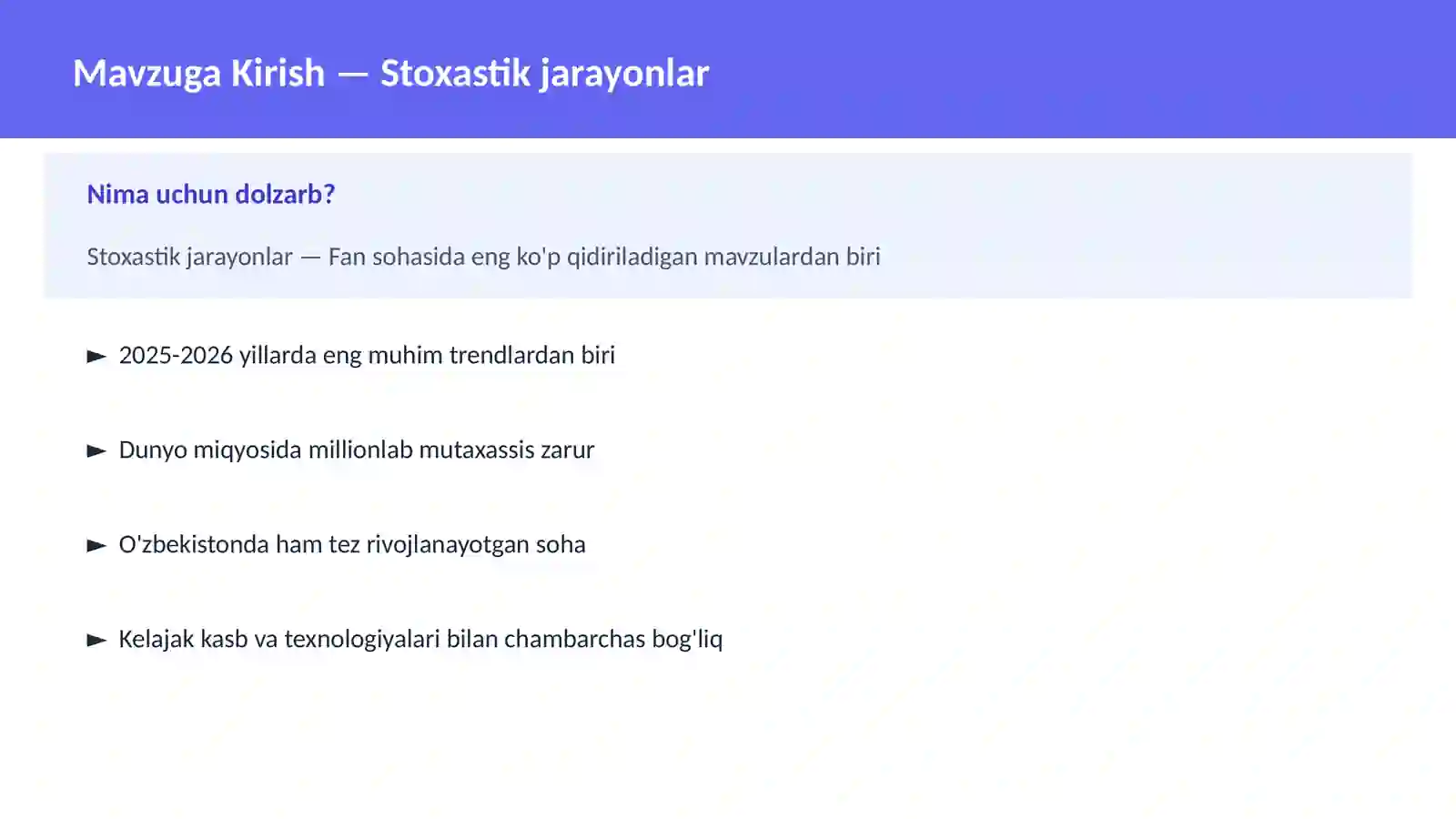 Stoxastik jarayonlar 2