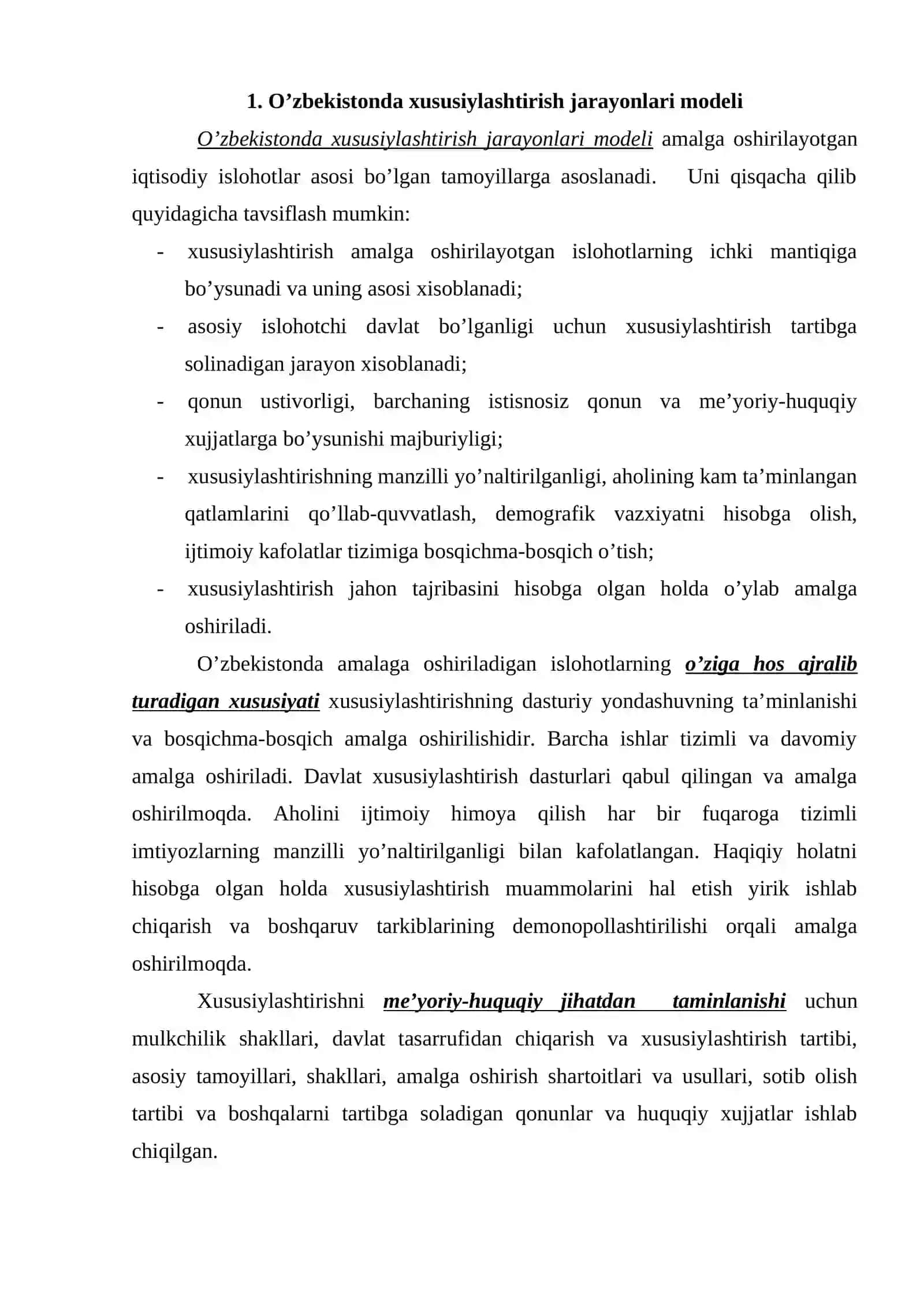 O’zbеkistоnda xususiylashtirish jarayonlari mоdеli 2