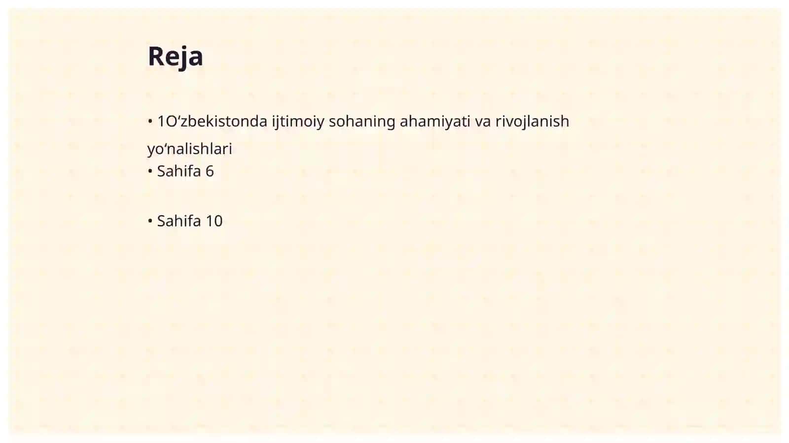 O'zbekistonda ijtimoiy sohada amalga oshirilayotgan o'zgarishlarning mazmun mohiyati 2
