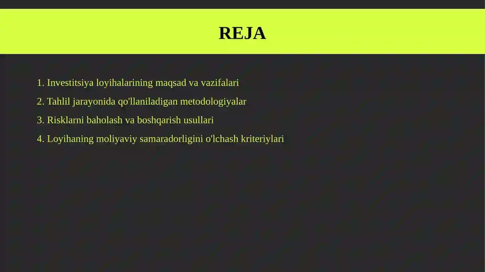 Investitision loyiha tahlilining mohiyati haqida1 2