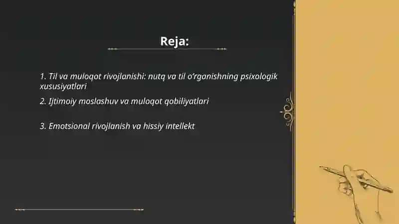 Til va muloqot rivojlanishi: nutq va til oʻrganishning psixologik xususiyatlari 2