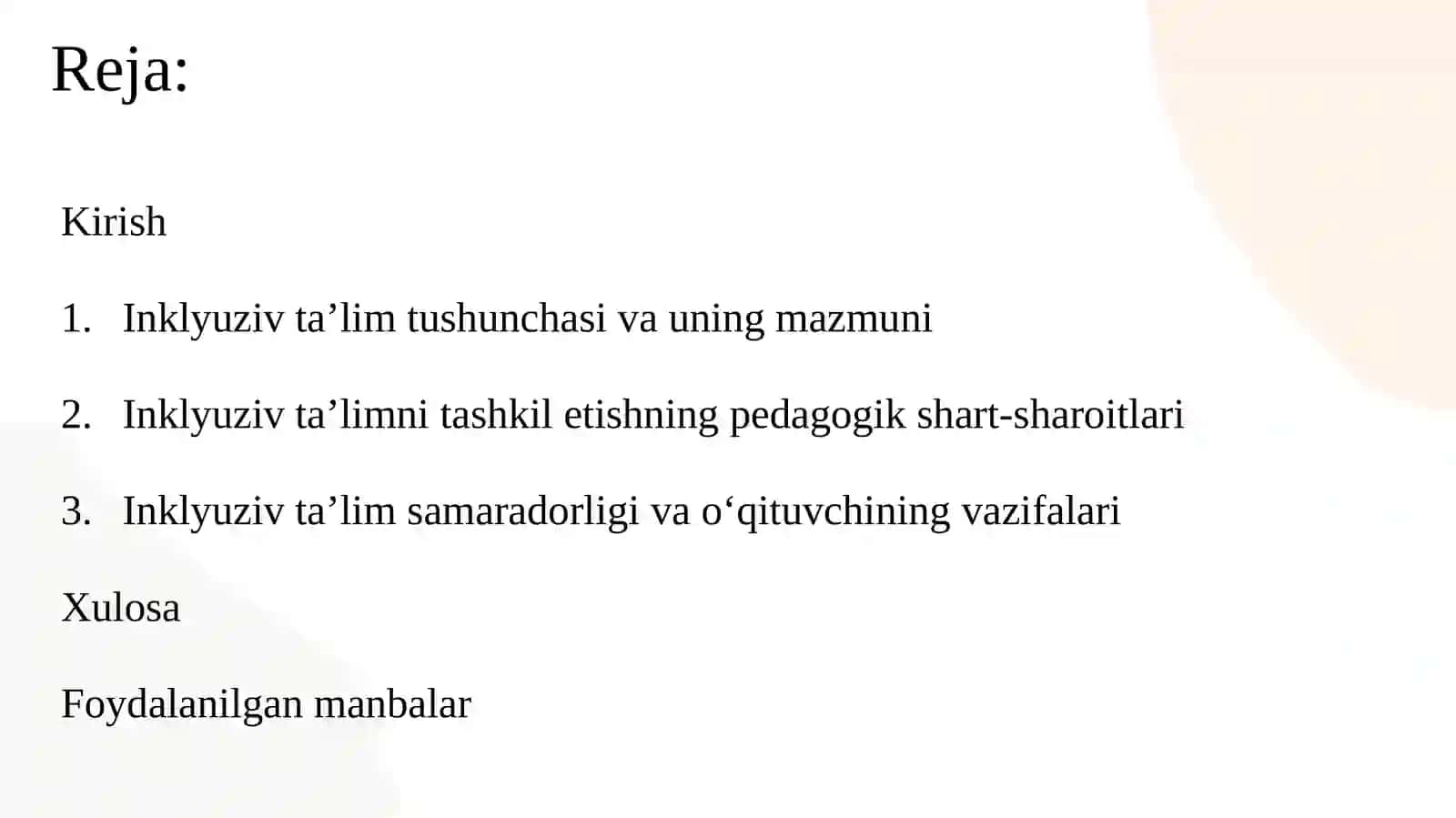 Inklyuziv ta’limni tashkil etishning pedagogik asoslari. 2
