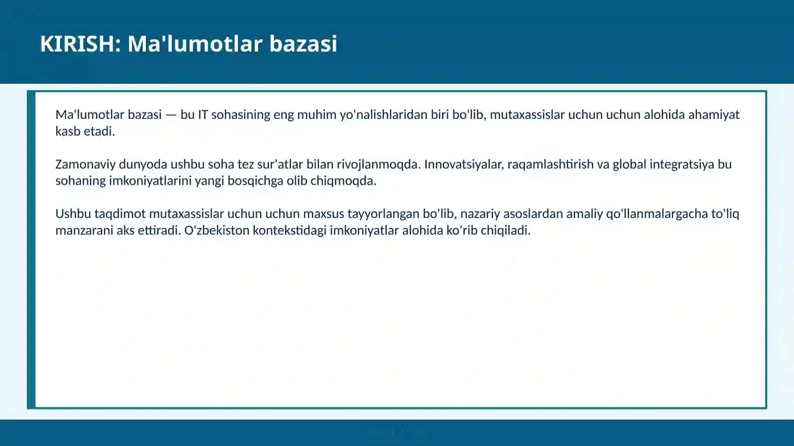 Ma'lumotlar bazasi 2