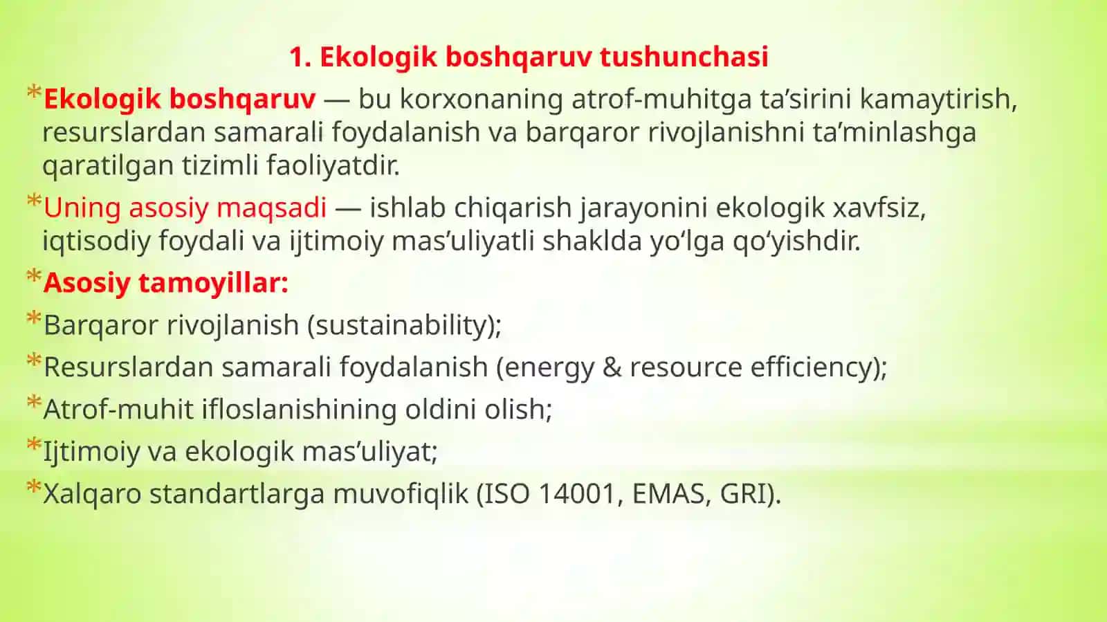 Ekologik boshqaruv tushunchasi 2
