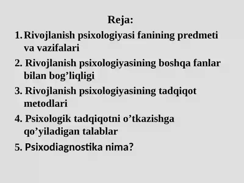 Rivojlanish psixologiyasi va pisixadiagnostik usullar 2