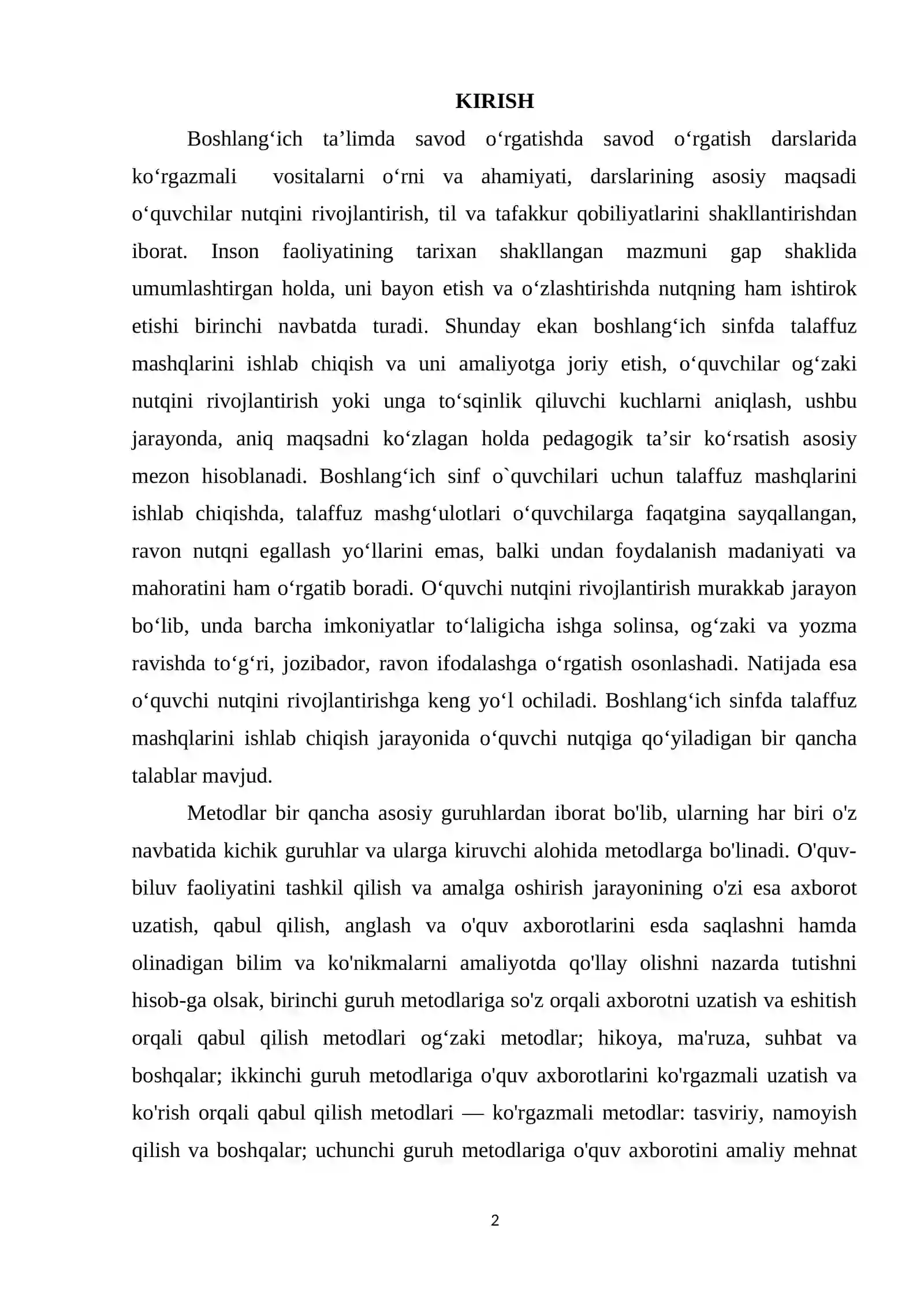 1-SINF ONA TILI VA O’QISH SAVODXONLIGI DARSLARIDA KOʻRGAZMALI VOSITALARDAN FOYDALANISH 2