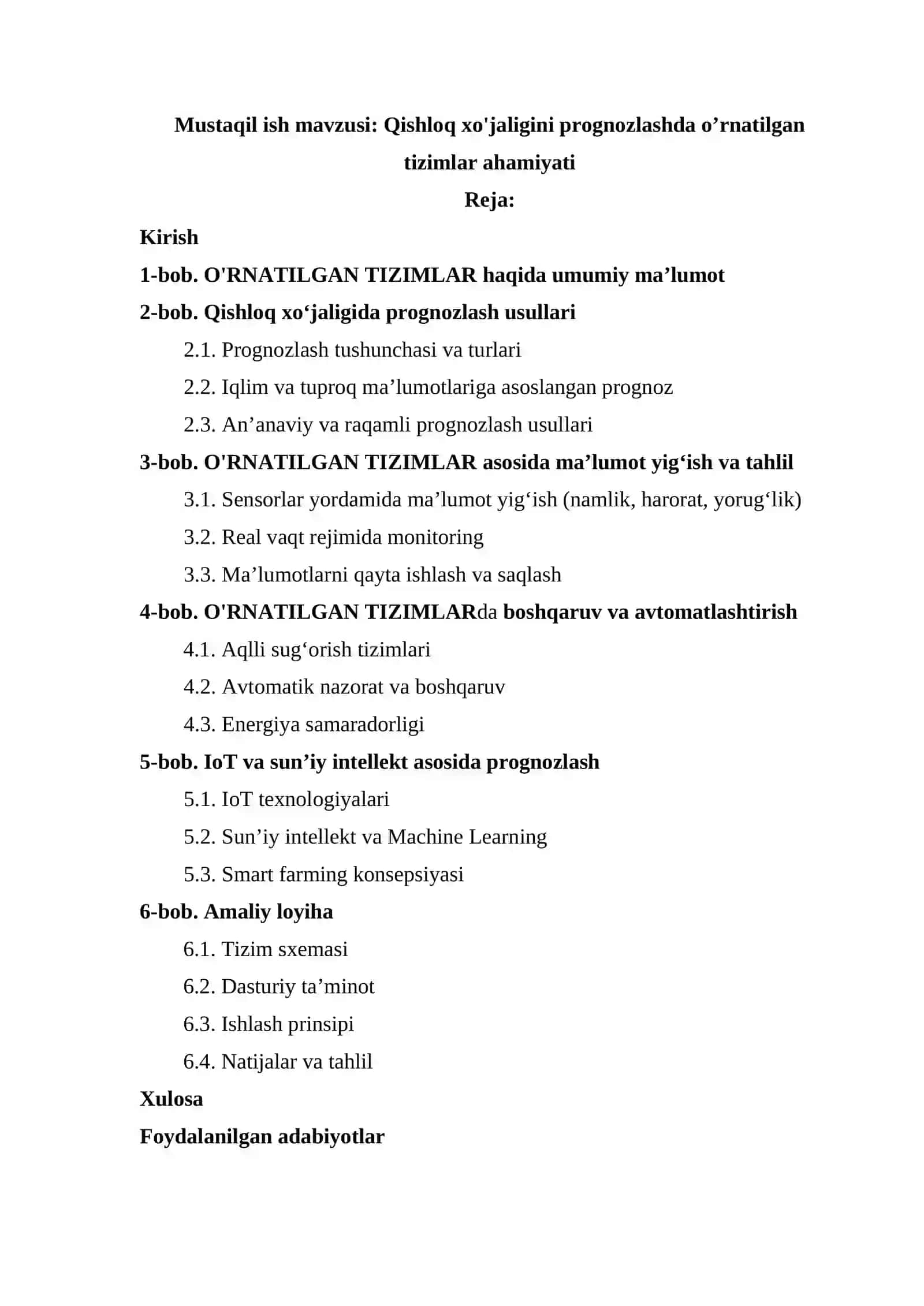 Qishloq xo'jaligini pragnozlashda o'rnatilgan tizimlar ahamiyati 2