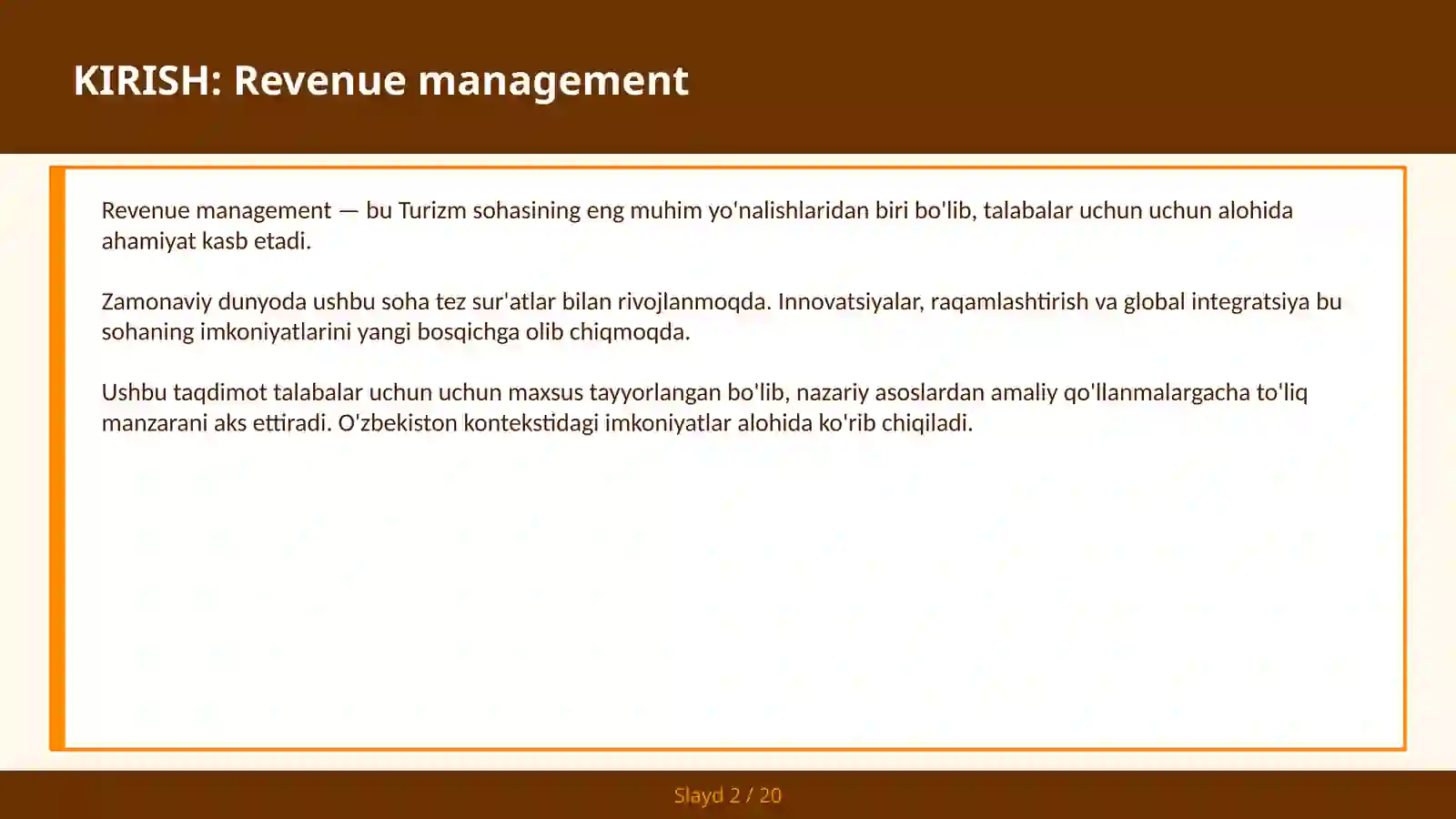 Revenue management 2