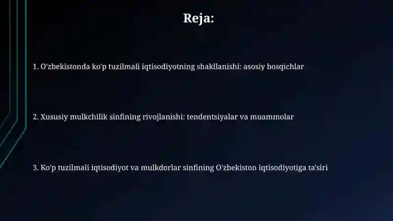 O'zbekistonda ko'p tarmoqli iqtisodiyotning shakllanishi 2