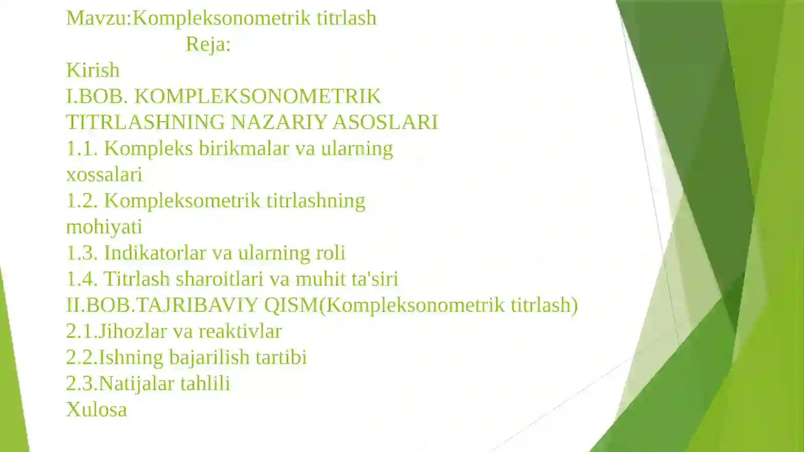 Analitik Kimyo fanidan kurs ishi 2