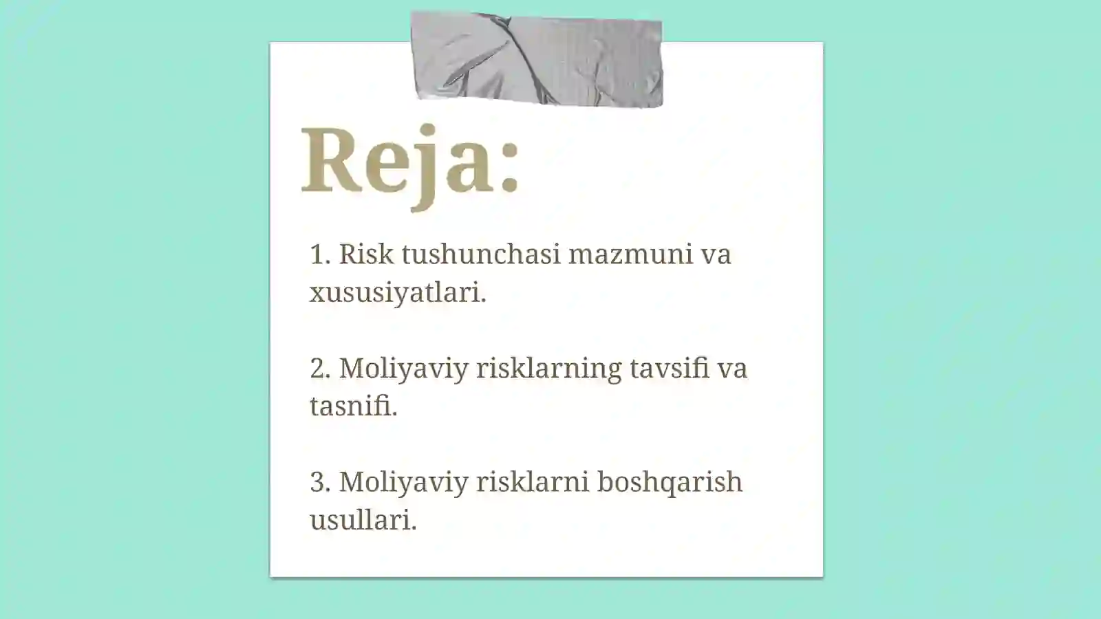Moliyaviy risklar 2