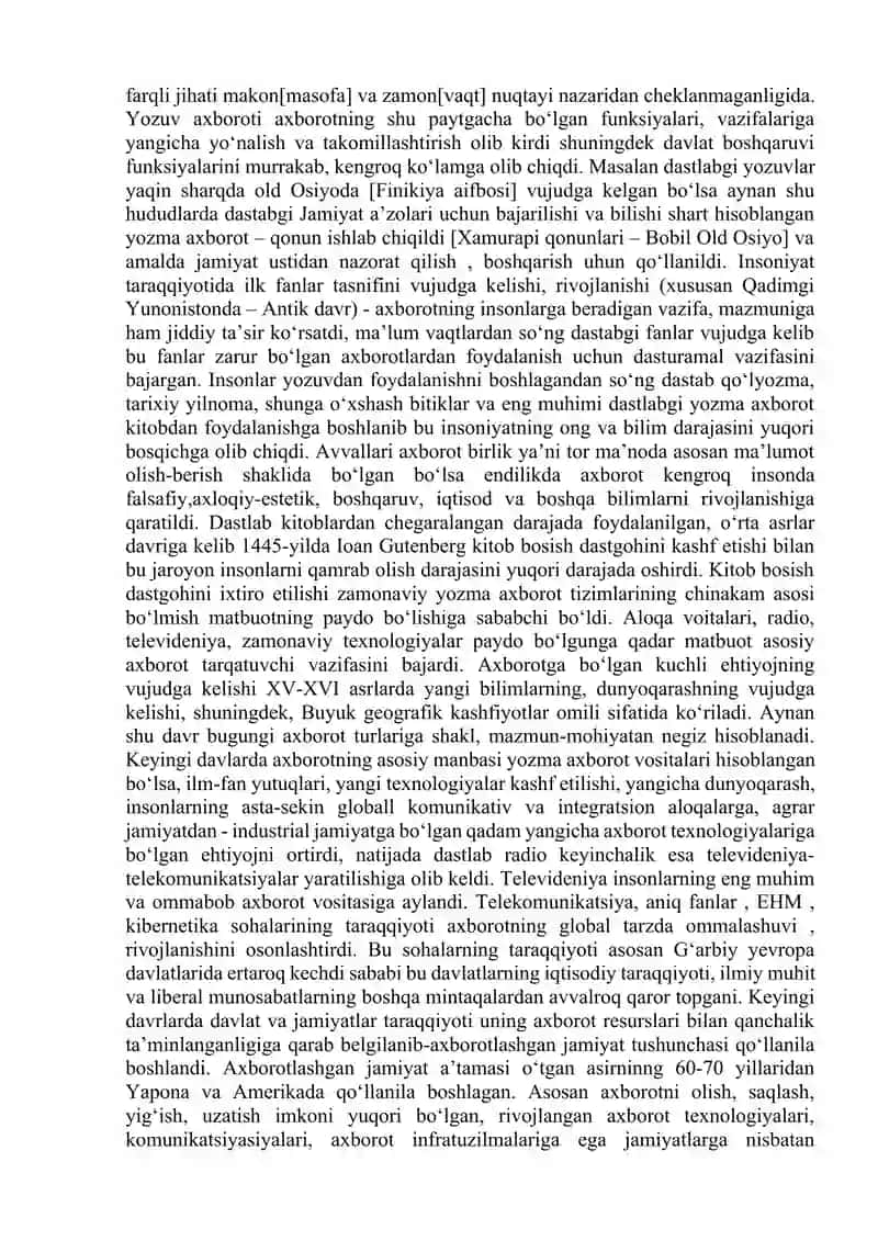 Axborotni jamiyatda tutgan o‘rni va ahamiyati (1-qism) 2