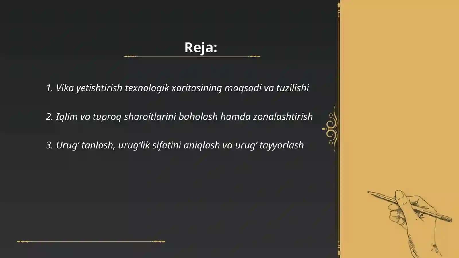 Vika yetishtirish texnologik xaritasini tuzish 2
