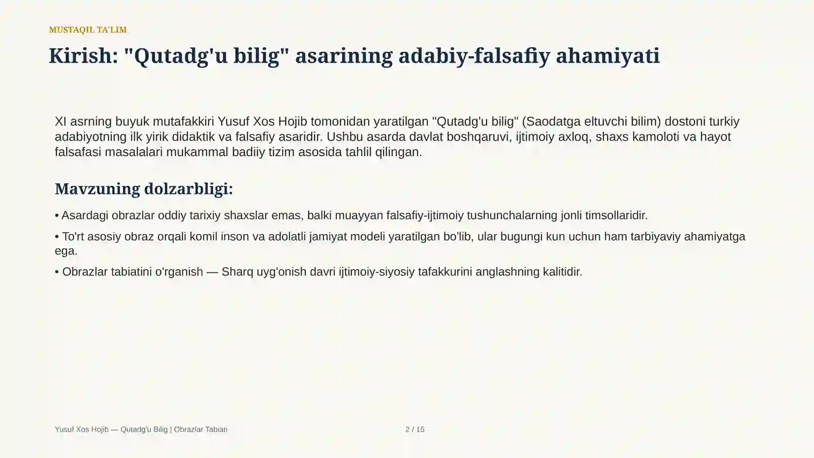 "QUTADG'U BILIG" 2