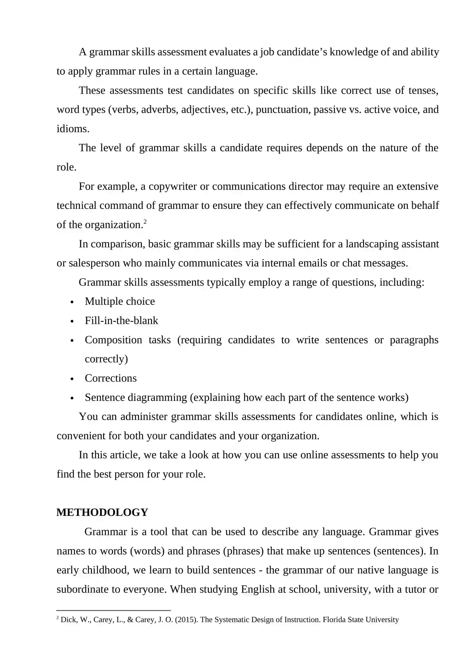 GRAMMAR assessment methods 2