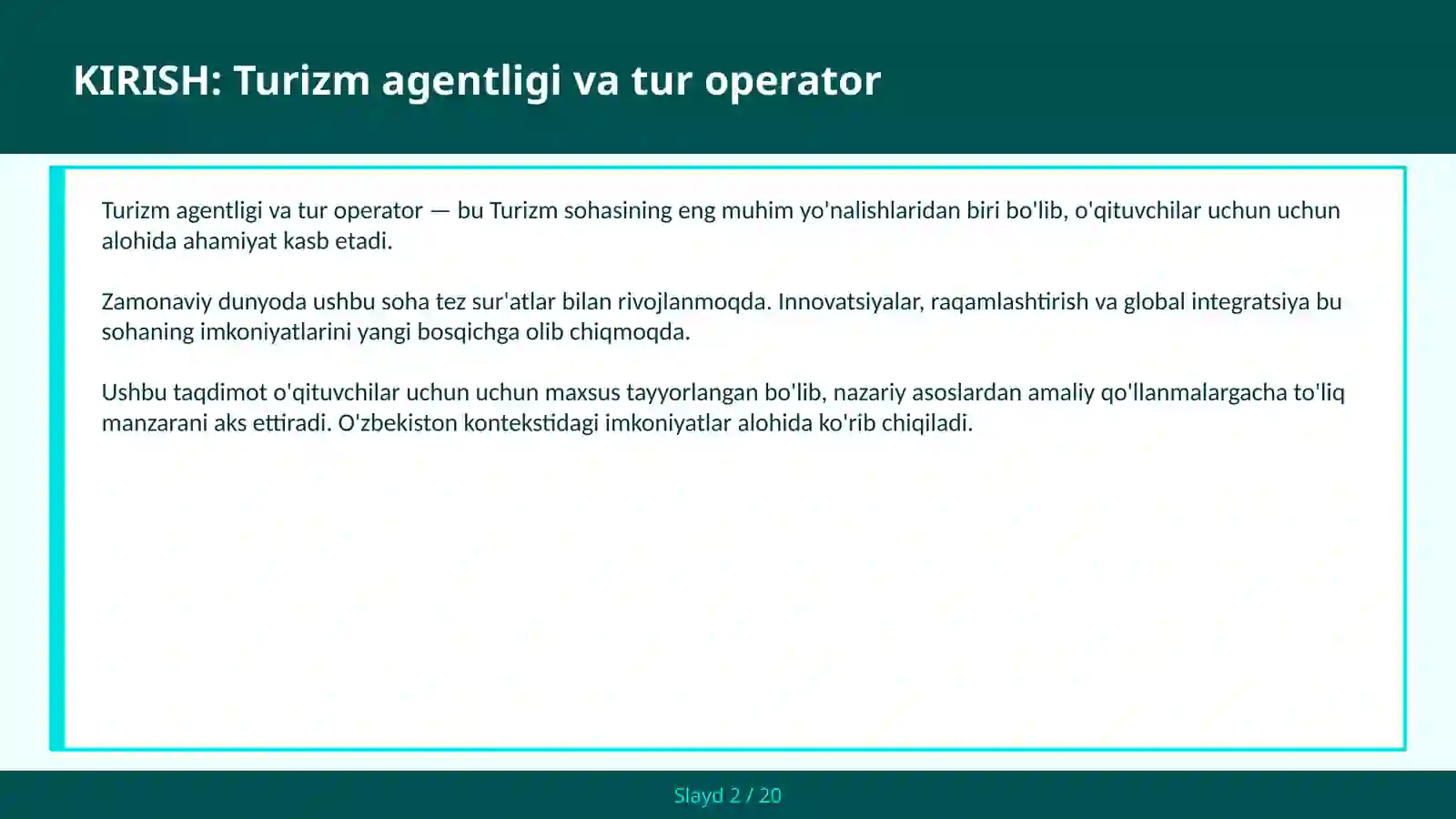 Turizm agentligi va tur operator 2