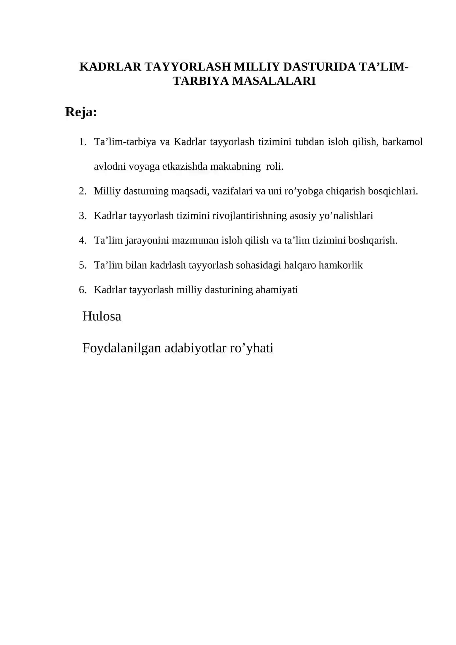 KADRLAR TAYYORLASH MILLIY DASTURIDA TA'LIM-TARBIYA MASALALARI 2