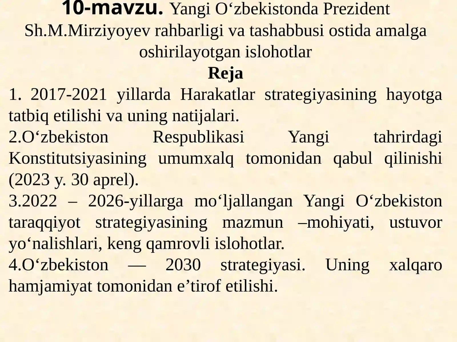 O`zbekistonning eng yangi tarixi fanidan taqdimot 2