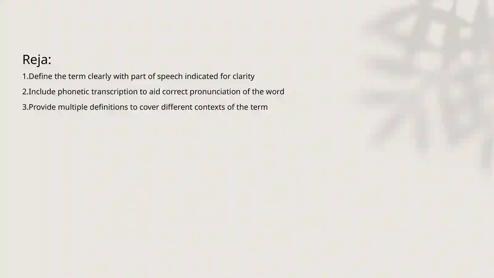 THE MAIN STRUCTURAL (components) OF A DICTIONARY ENTRY 2