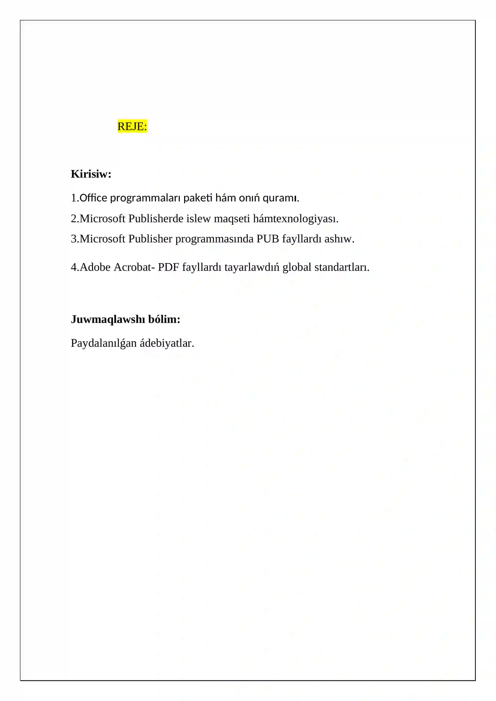 Microsoft Publisher programmasi járdeminde bukletlar 2