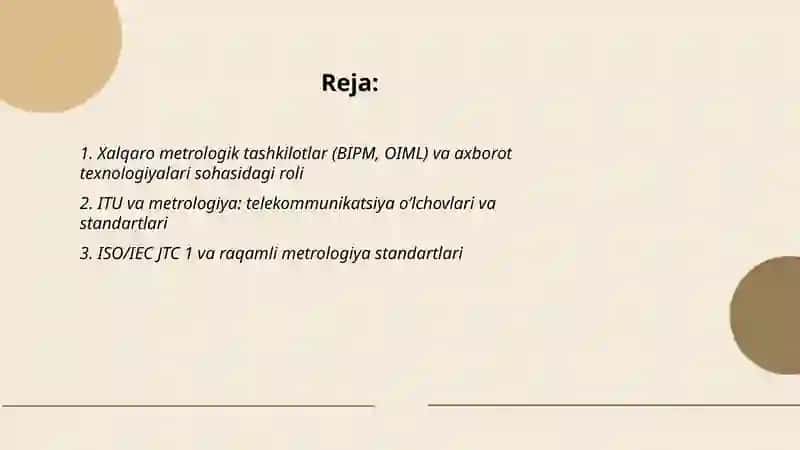 Metrologiya xizmat kórsatish metrologiya bòyicha xalqaro tashkilotlar 2