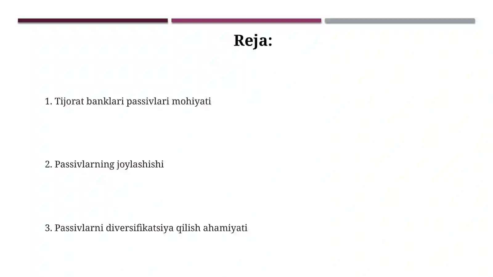 Tijoratbanklarining passivlarining vjoylashishi va diversifikatsiyasi 2