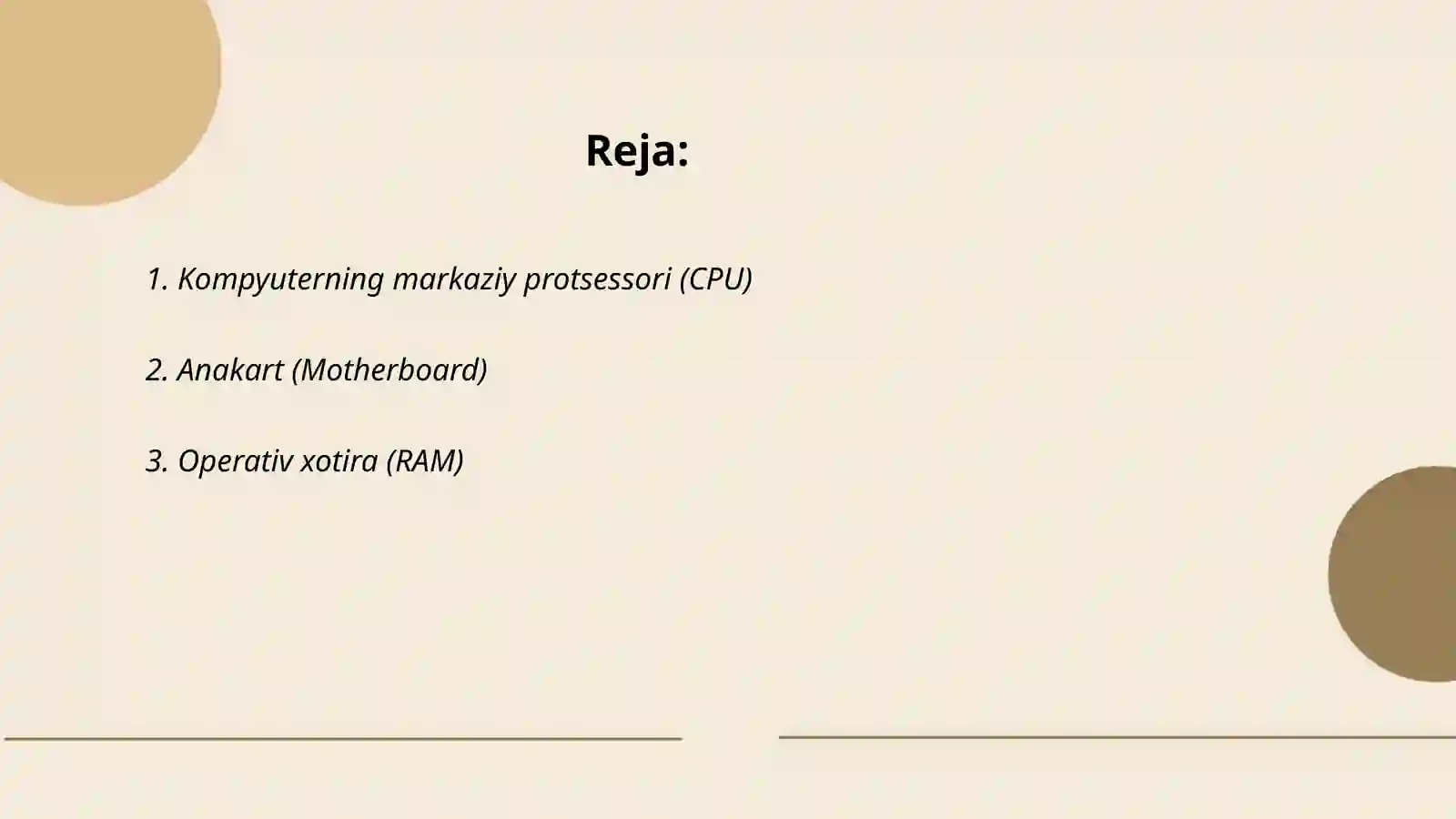 Kompyuterni ichki qurilmalari 2